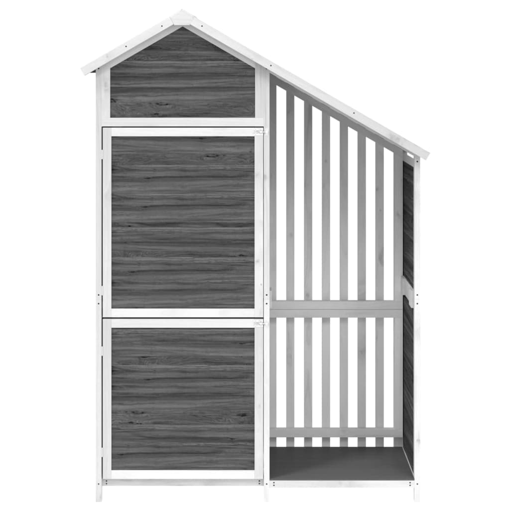 Rimessa da Giardino Grigia 120x53,5x170 cm Legno Massello Pino