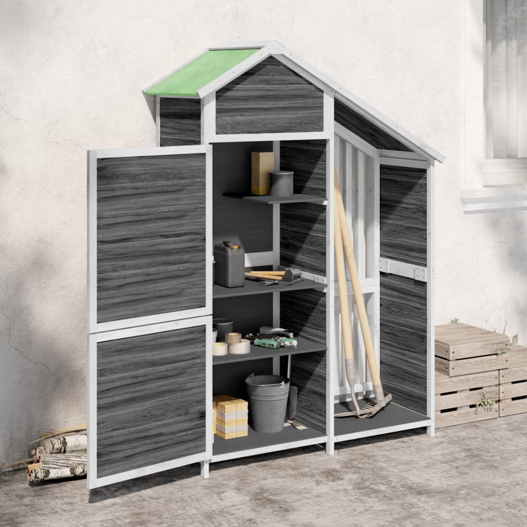 Rimessa da Giardino Grigia 120x53,5x170 cm Legno Massello Pino | homemem39