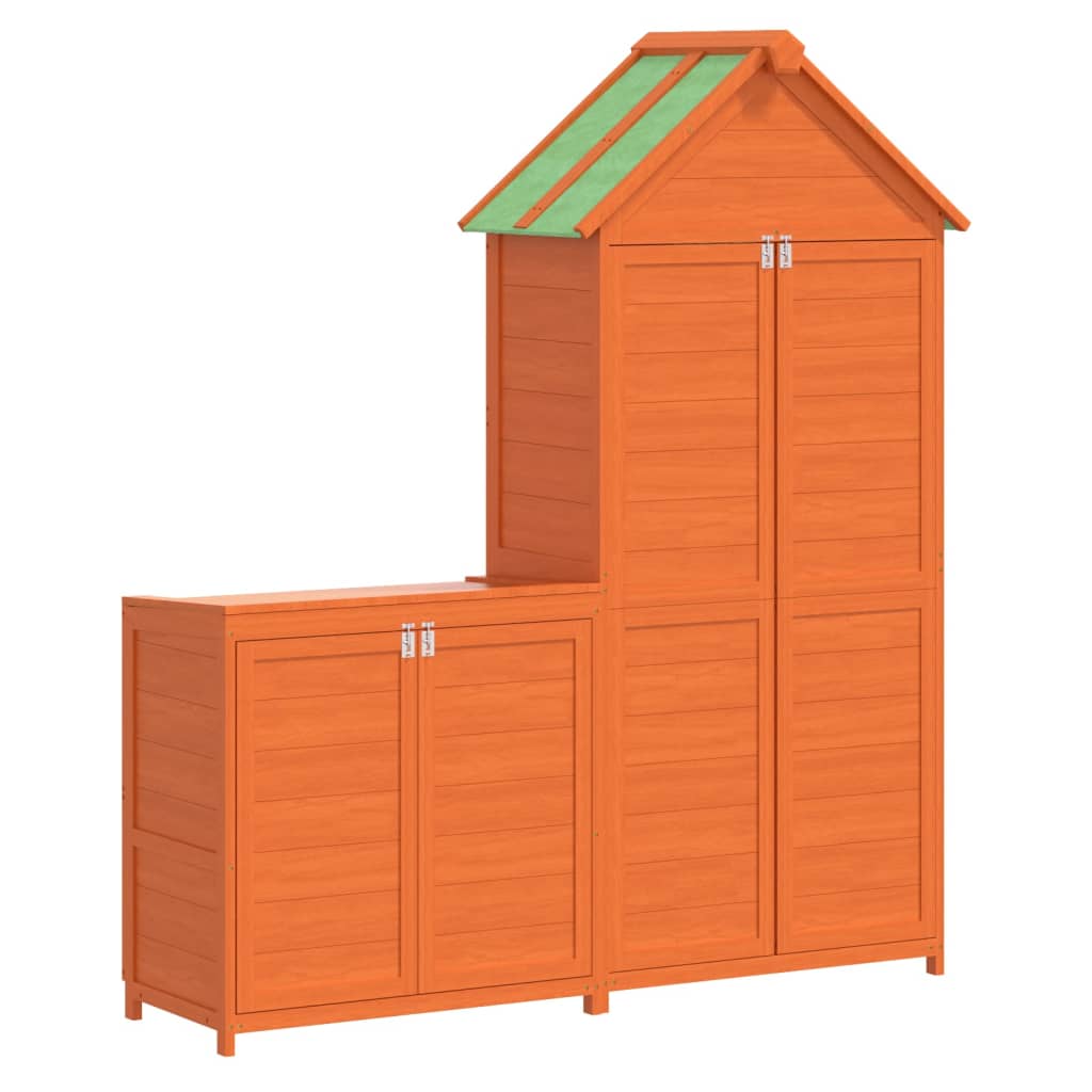 Set Rimessa Attrezzi Giardino 2pz Marrone Legno Massello Pino | homemem39