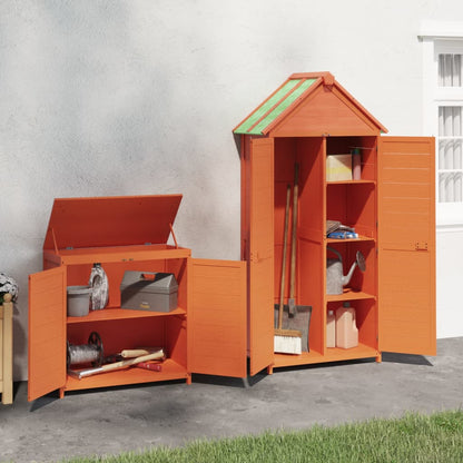 Set Rimessa Attrezzi Giardino 2pz Marrone Legno Massello Pino | homemem39