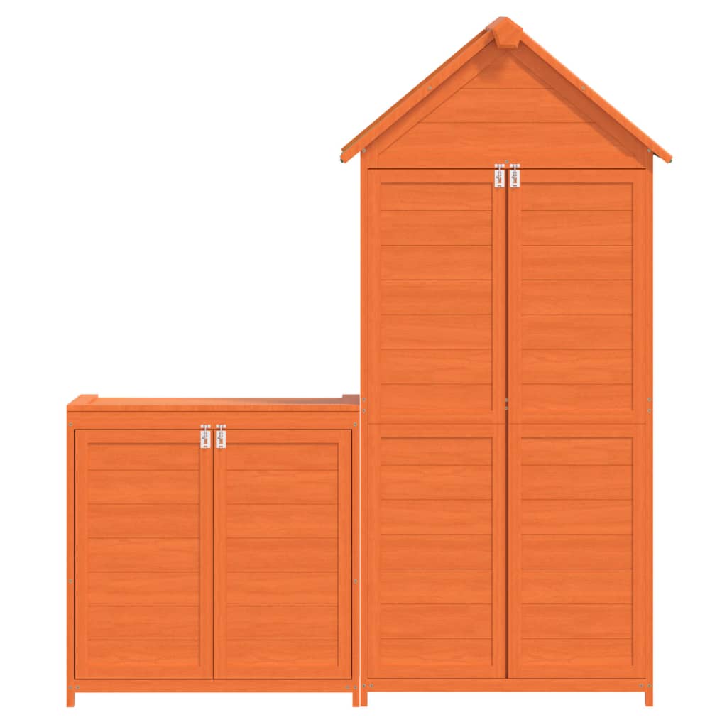 Set Rimessa Attrezzi Giardino 2pz Marrone Legno Massello Pino | homemem39