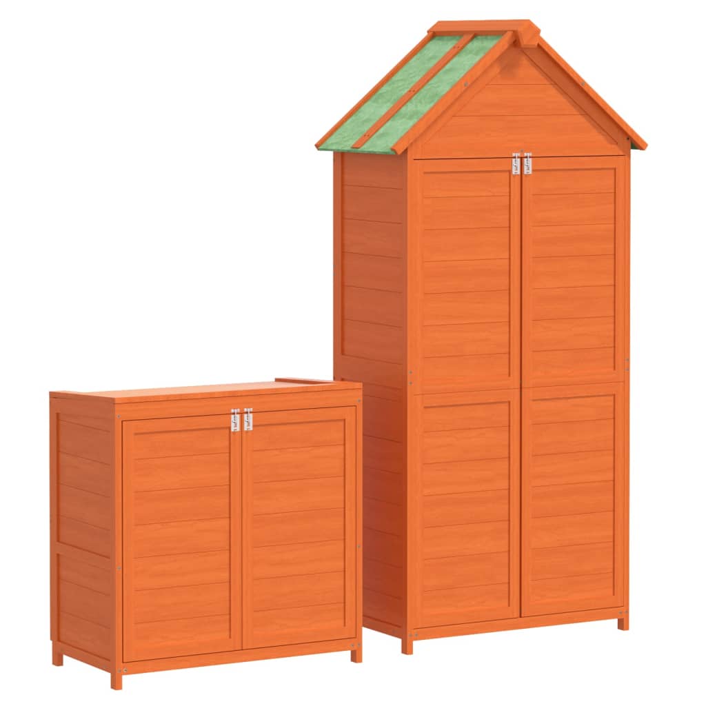 Set Rimessa Attrezzi Giardino 2pz Marrone Legno Massello Pino | homemem39