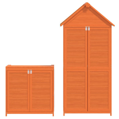 Set Rimessa Attrezzi Giardino 2pz Marrone Legno Massello Pino | homemem39