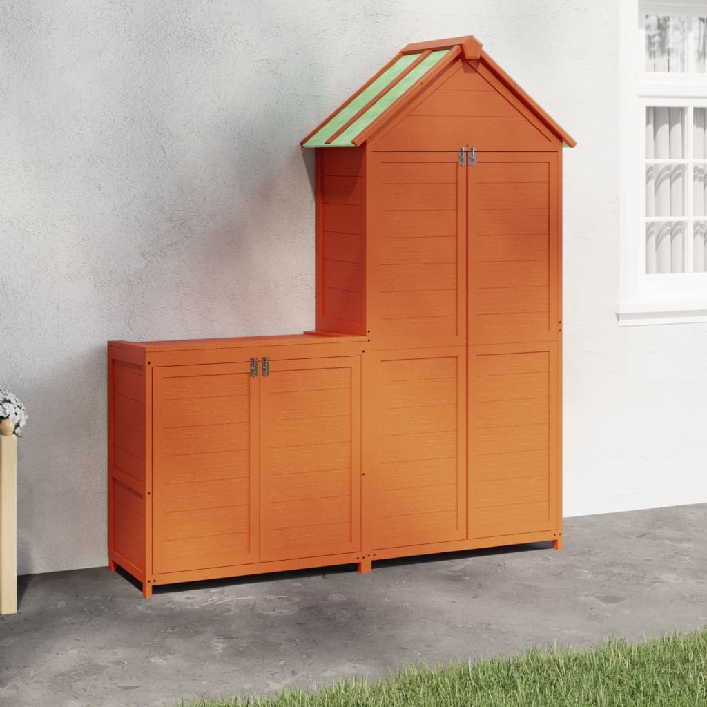 Set Rimessa Attrezzi Giardino 2pz Marrone Legno Massello Pino | homemem39
