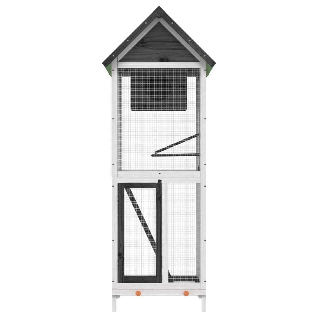 Casetta per Uccelli Grigia 60x58,5x160cm Legno Massello di Pino | homemem39