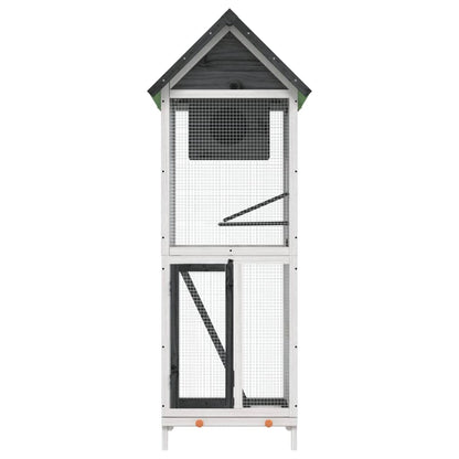 Casetta per Uccelli Grigia 60x58,5x160cm Legno Massello di Pino | homemem39