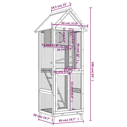 Casetta per Uccelli Moka 60x58,5x160 cm Legno Massello di Pino | homemem39
