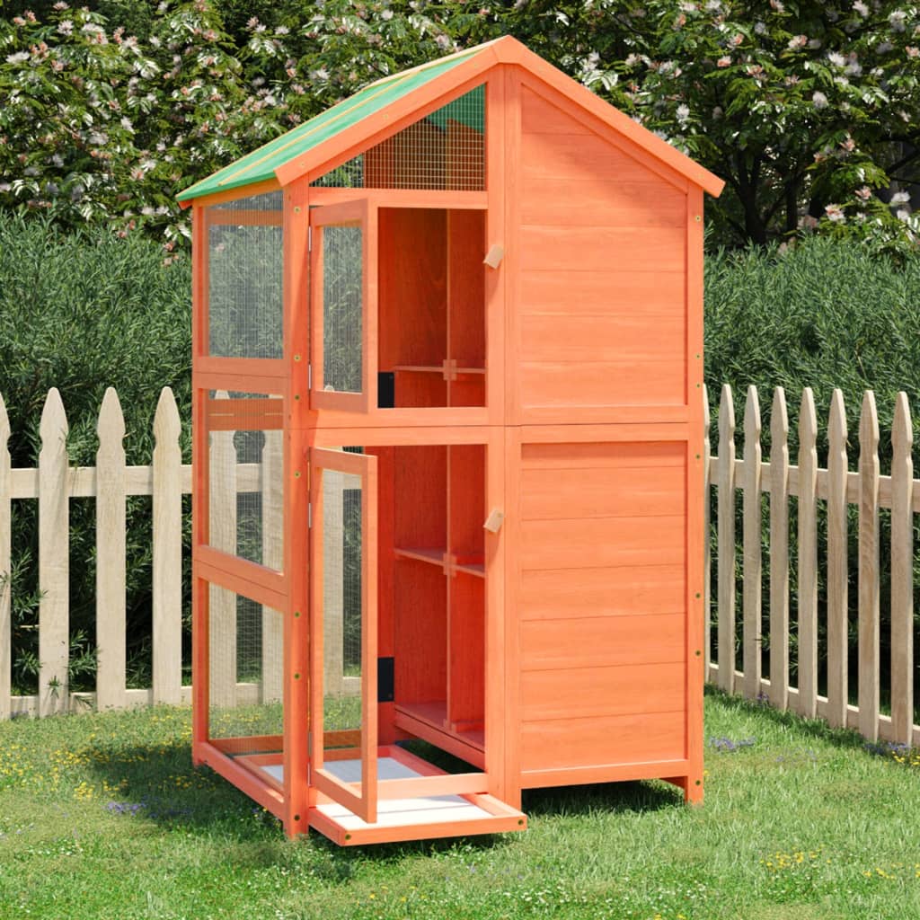 Casetta per Uccelli Marrone 97x81x152 cm Legno Massello di Pino | homemem39