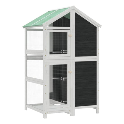 Casetta per Uccelli Grigia 97x81x152 cm Legno Massello di Pino | homemem39