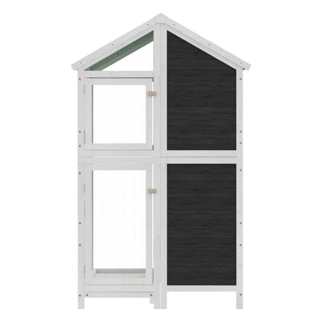 Casetta per Uccelli Grigia 97x81x152 cm Legno Massello di Pino | homemem39