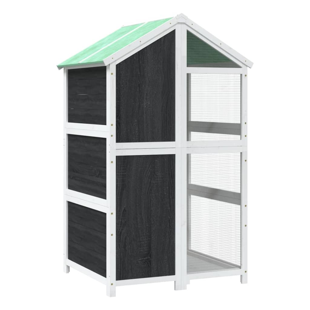 Casetta per Uccelli Grigia 97x81x152 cm Legno Massello di Pino | homemem39