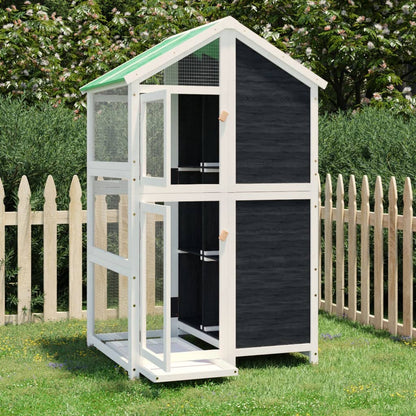 Casetta per Uccelli Grigia 97x81x152 cm Legno Massello di Pino | homemem39