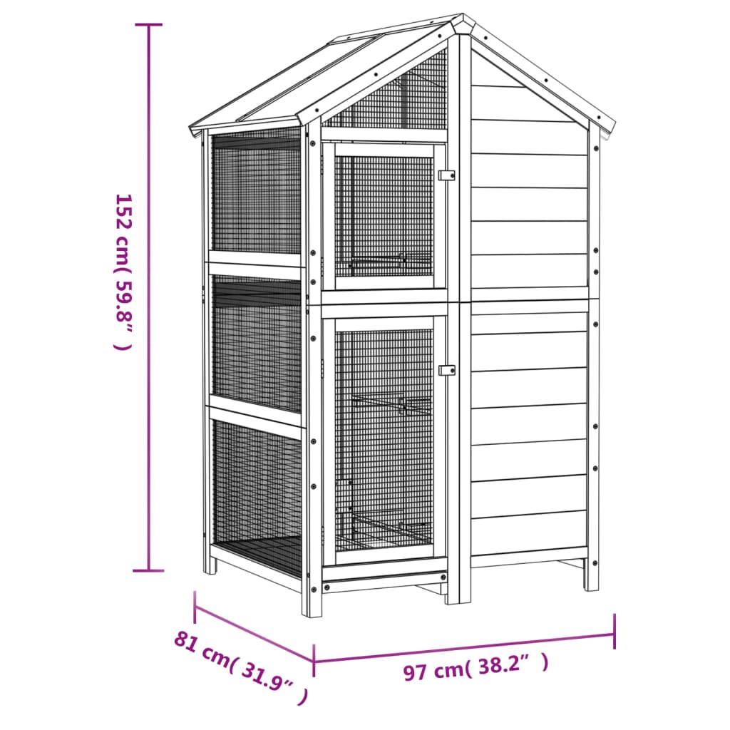 Casetta per Uccelli Moka 97x81x152 cm in Legno Massello di Pino | homemem39