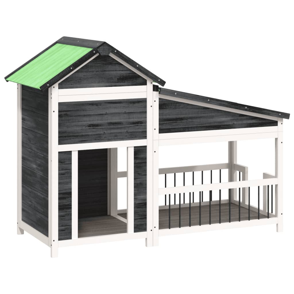 Cuccia per Cani Grigia 143x60,5x109cm in Legno Massello di Pino | homemem39