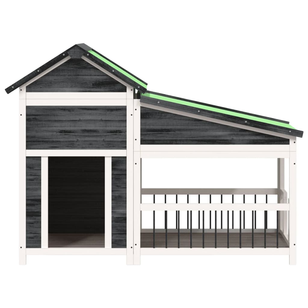 Cuccia per Cani Grigia 143x60,5x109cm in Legno Massello di Pino | homemem39