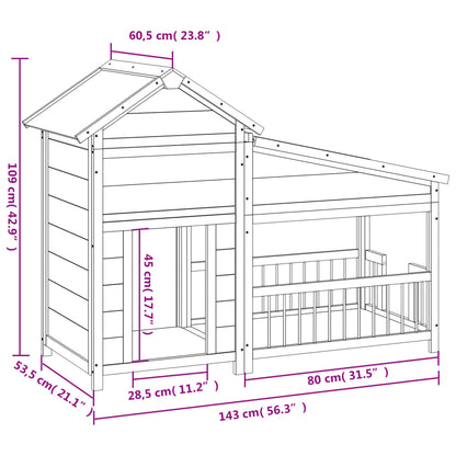 Cuccia per Cani Grigia 143x60,5x109cm in Legno Massello di Pino | homemem39