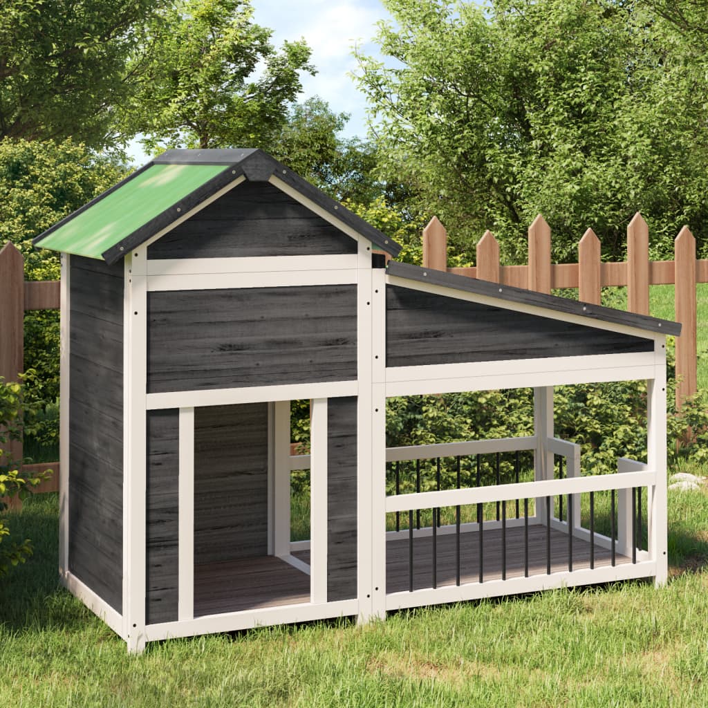Cuccia per Cani Grigia 143x60,5x109cm in Legno Massello di Pino | homemem39
