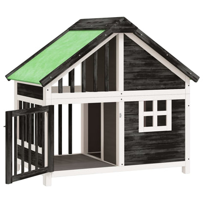 Cuccia per Cani Grigia 96x60,5x87 cm in Legno Massello di Pino | homemem39