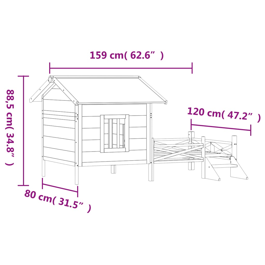 Cuccia per Cani Moka 159x120x88,5 cm in Legno Massello di Pino | homemem39