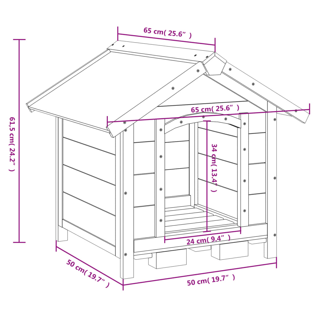 Cuccia per Cani Grigia 65x65x61,5 cm in Legno Massello di Pino | homemem39