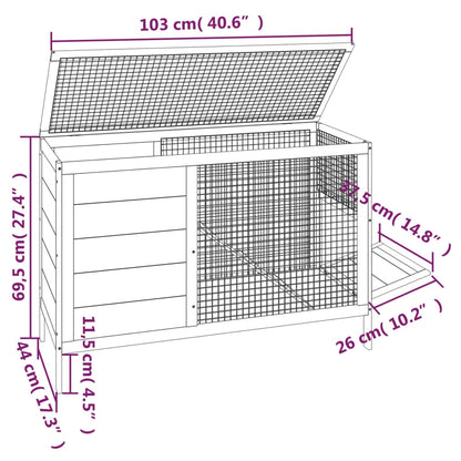 Conigliera Marrone 103x44x69,5 cm in Legno Massello di Pino | homemem39