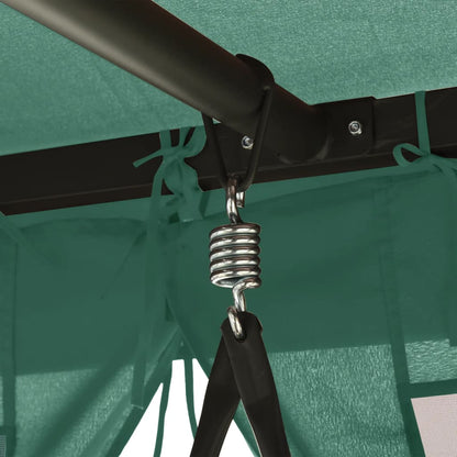 Gazebo con Panca a Dondolo Convertibile Verde Tessuto e Acciaio - homemem39