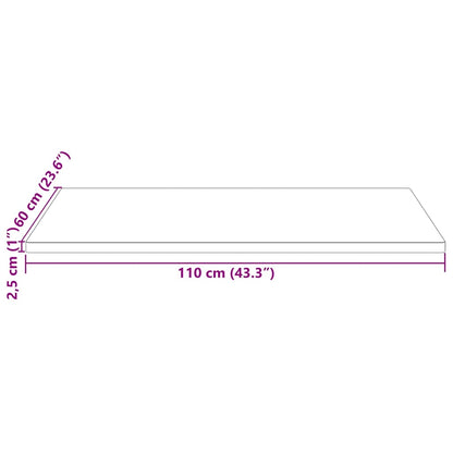 Piano Tavolo 110x60x2,5 cm Legno Massello di Pino Rettangolare | homemem39