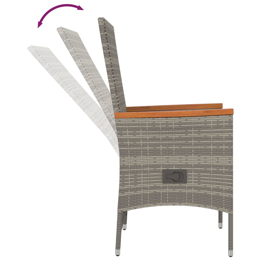Set da Pranzo da Giardino 5 pz con Cuscini in Polyrattan Grigio | homemem39