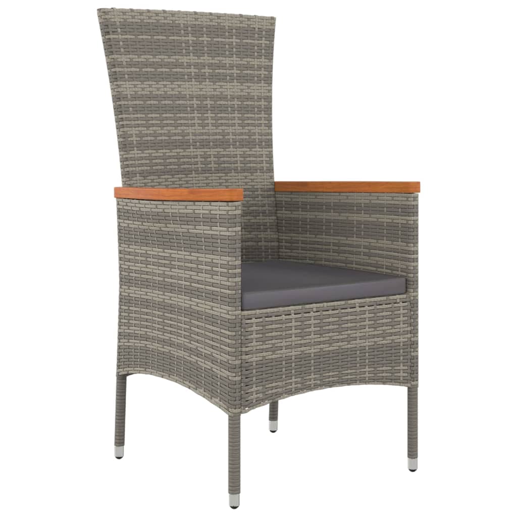 Set da Pranzo da Giardino 7 pz con Cuscini in Polyrattan Grigio | homemem39