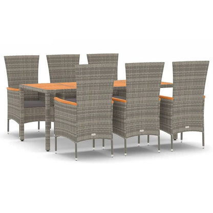 Set da Pranzo da Giardino 7 pz con Cuscini in Polyrattan Grigio | homemem39
