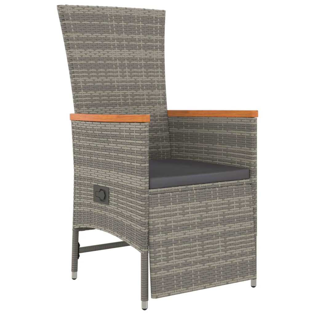Set da Pranzo da Giardino 9 pz con Cuscini in Polyrattan Grigio | homemem39