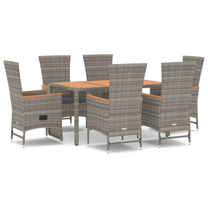 Set da Pranzo da Giardino 7 pz con Cuscini in Polyrattan Grigio | homemem39
