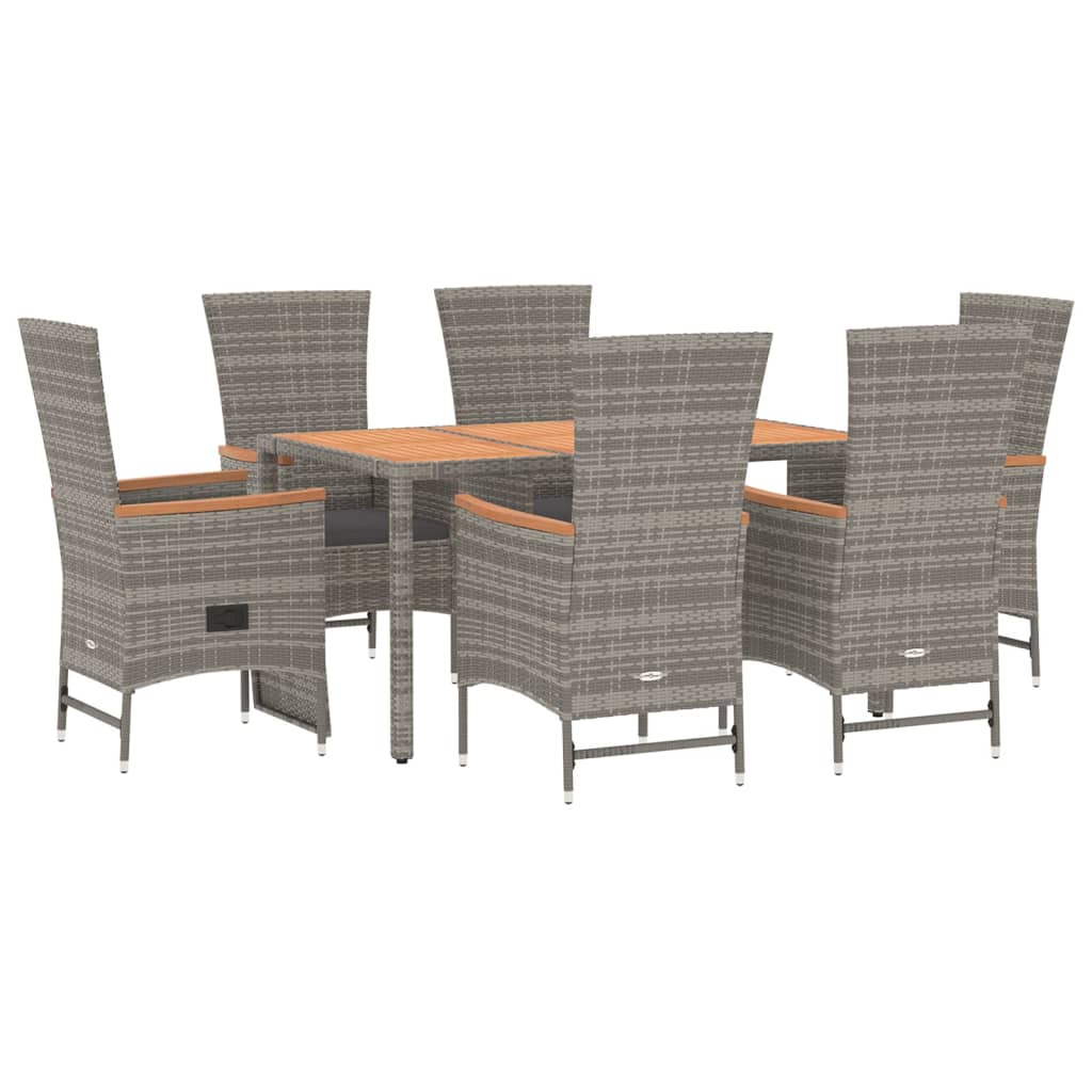 Set da Pranzo da Giardino 7 pz con Cuscini in Polyrattan Grigio | homemem39