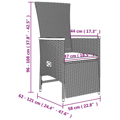 Set da Pranzo da Giardino 7 pz con Cuscini in Polyrattan Grigio | homemem39