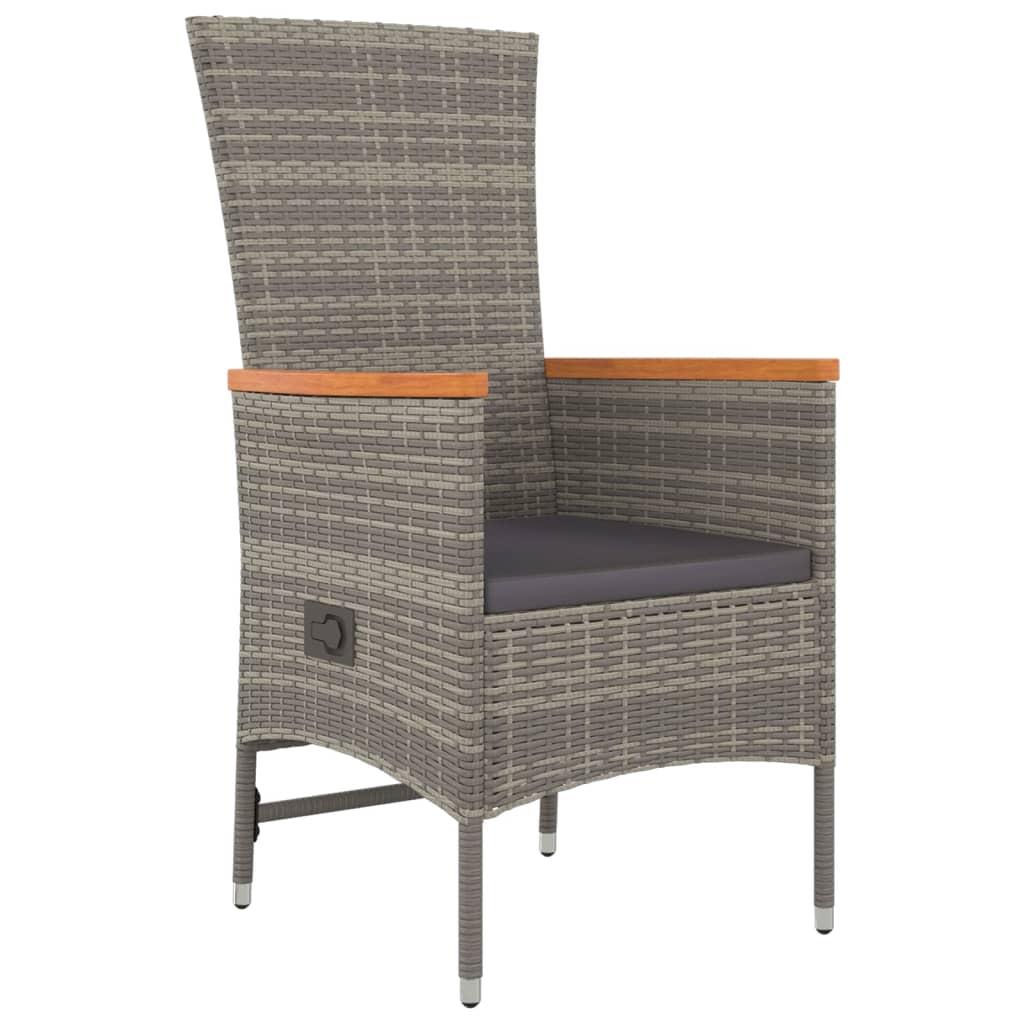 Set da Pranzo da Giardino 7 pz con Cuscini in Polyrattan Grigio | homemem39