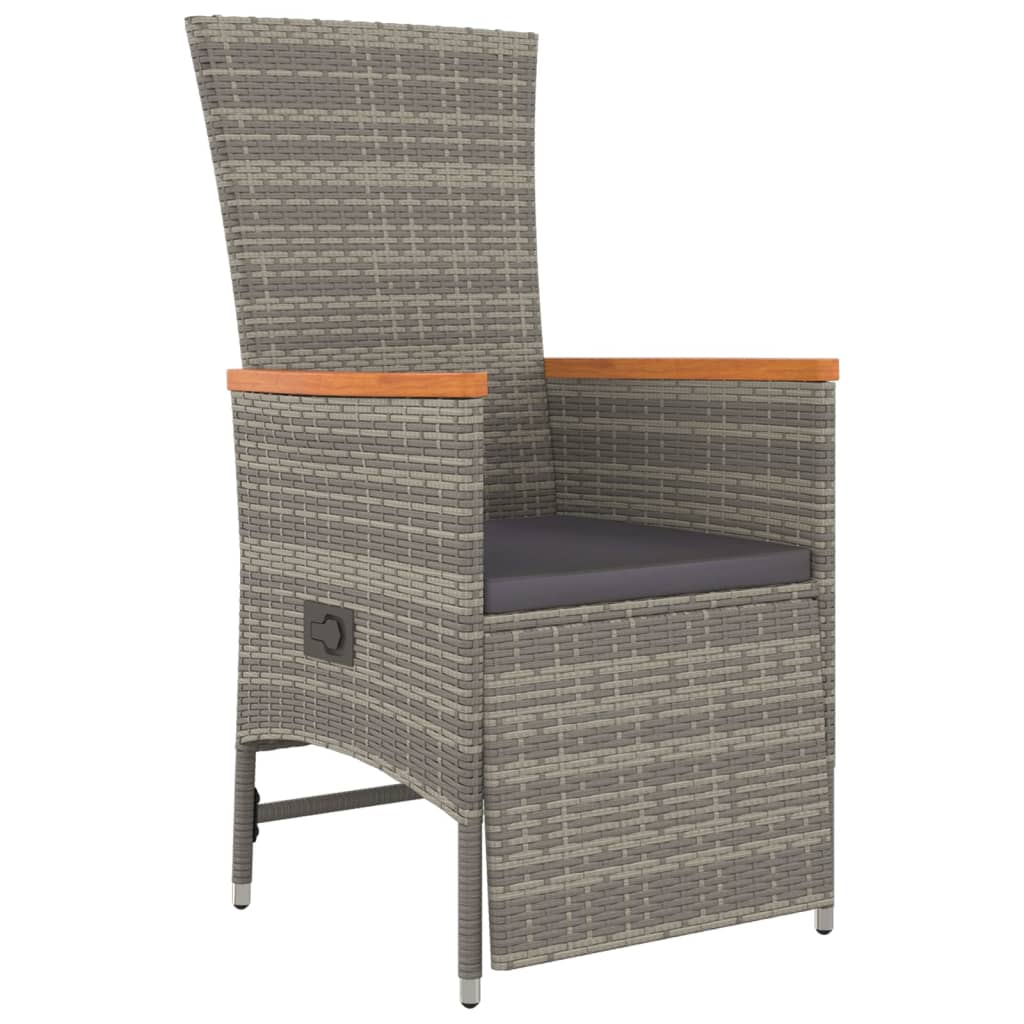 Set da Pranzo da Giardino 9 pz con Cuscini in Polyrattan Grigio | homemem39