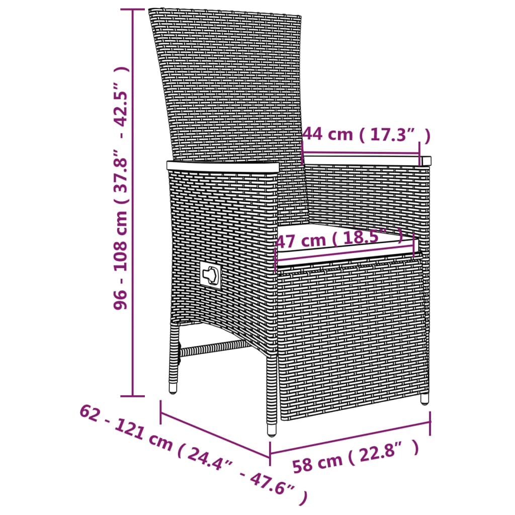 Set da Pranzo da Giardino 9 pz con Cuscini in Polyrattan Grigio | homemem39