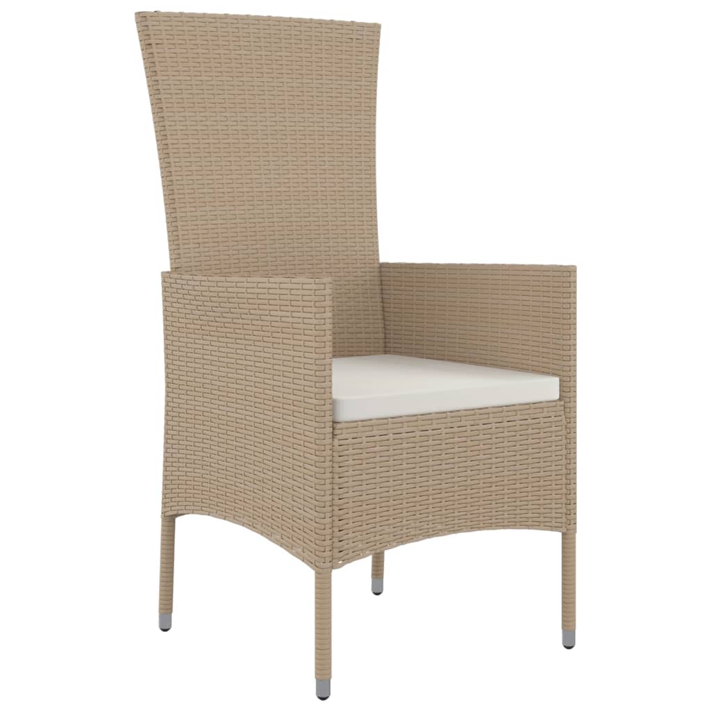 Set da Pranzo da Giardino 3 pz con Cuscini Beige in Polyrattan - homemem39