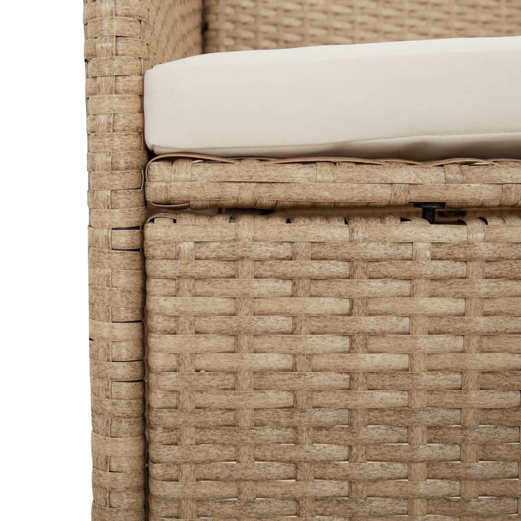 Set da Pranzo da Giardino 9 pz con Cuscini Beige in Polyrattan | homemem39