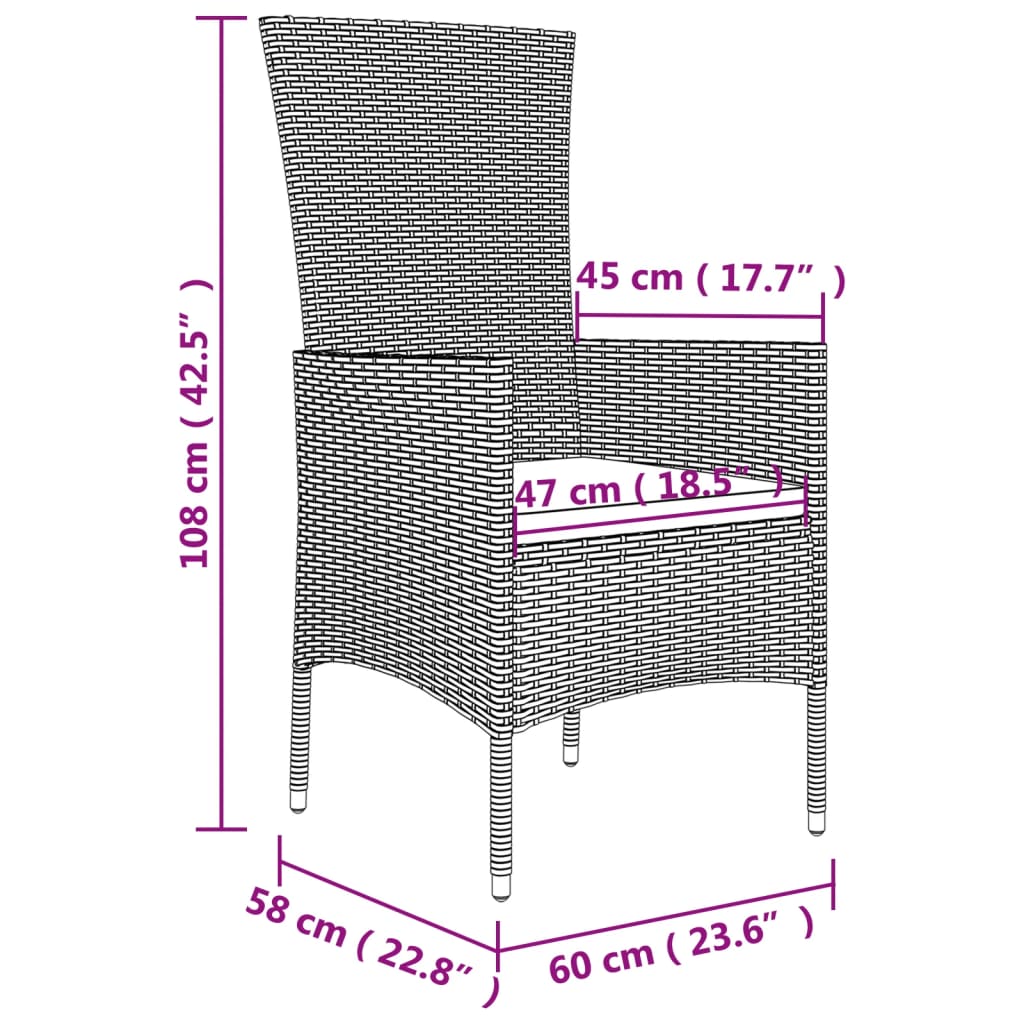 Set da Pranzo da Giardino 9 pz con Cuscini Beige in Polyrattan | homemem39