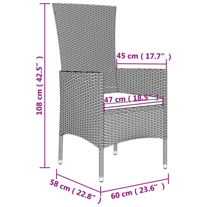 Set da Pranzo da Giardino 9 pz con Cuscini Beige in Polyrattan | homemem39
