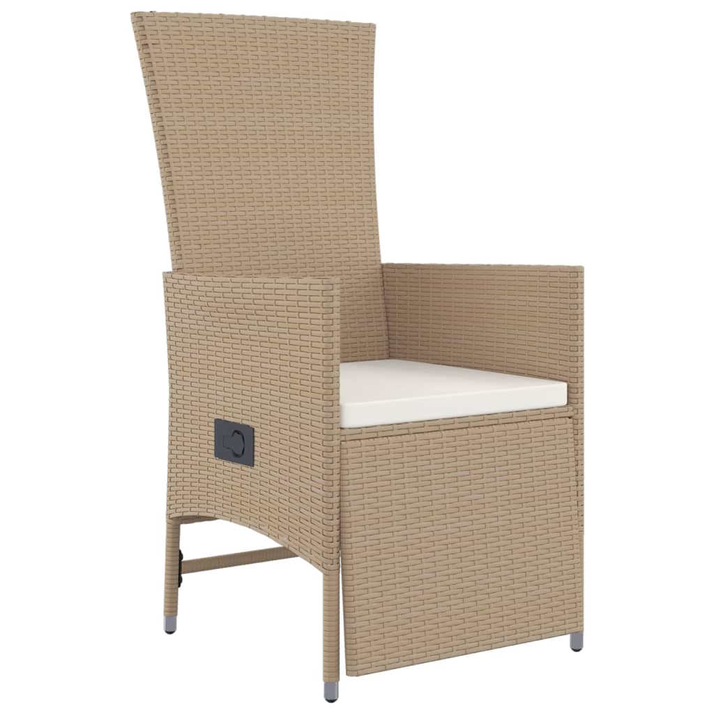 Set da Pranzo da Giardino 7 pz con Cuscini Beige in Polyrattan | homemem39