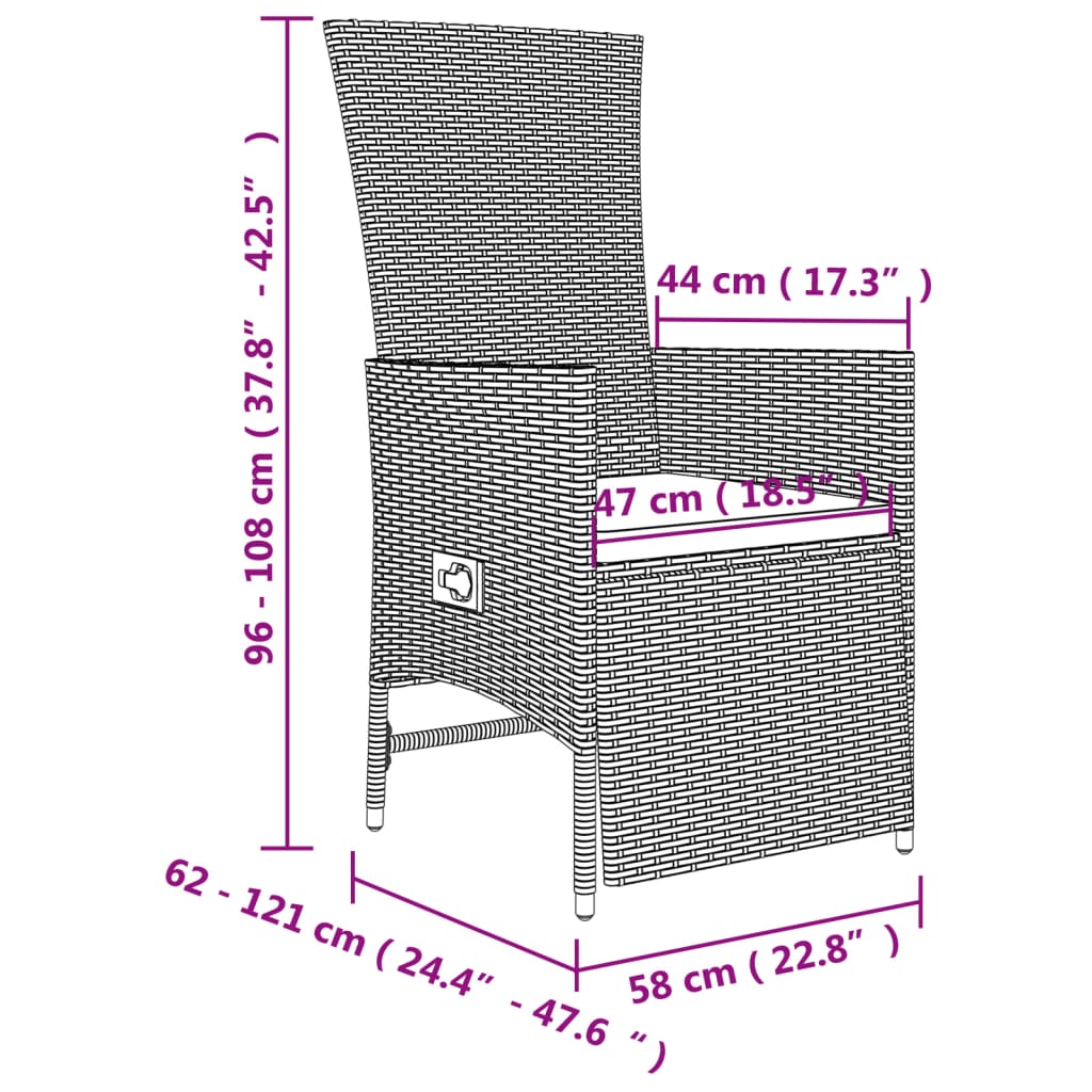 Set da Pranzo da Giardino 7 pz con Cuscini Beige in Polyrattan | homemem39