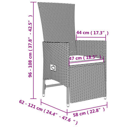 Set da Pranzo da Giardino 7 pz con Cuscini Beige in Polyrattan | homemem39