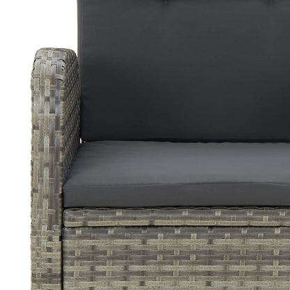 Set da Pranzo da Giardino 3 pz con Cuscini in Polyrattan Grigio - homemem39