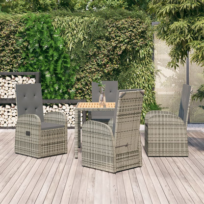 Set da Pranzo da Giardino 5 pz con Cuscini in Polyrattan Grigio - homemem39
