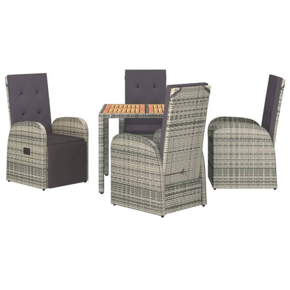 Set da Pranzo da Giardino 5 pz con Cuscini in Polyrattan Grigio - homemem39