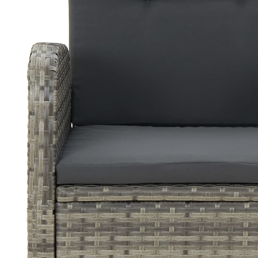 Set da Pranzo da Giardino 7 pz con Cuscini in Polyrattan Grigio | homemem39