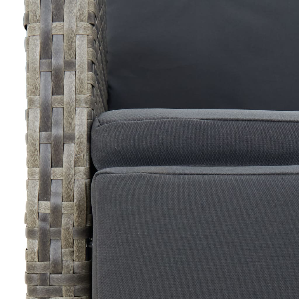 Set da Pranzo da Giardino 7 pz con Cuscini in Polyrattan Grigio | homemem39