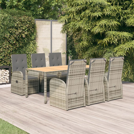Set da Pranzo da Giardino 7 pz con Cuscini in Polyrattan Grigio - homemem39